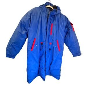 Vintage Triple Fat Goose Jacket Men Large Blue Hooded Down Parka Coat Puffer